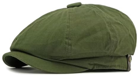 CHENNUO Retro 8-Panel Flatcap Newsboy Mütze aus Baumwolle Einfarbige Freizeitmütze Schiebermütze Schirmmütze Herren (DE/NL/SE/PL, Numerisch, 56, 60, Grün)