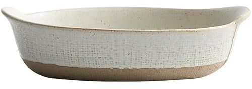 Windmilne Cuencos de cerámica para Sopa, Plato de arroz japonés Retro de Doble Oreja, Creativo Cuenco para Ensalada, Plato Hondo Rectangular para el hogar (8,5 Pulgadas, Talla única)