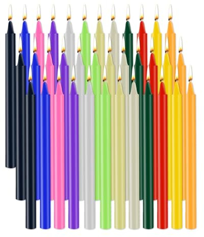 Huucozn 36 Pezzi Candele Colorate Senza Antigoccia Candele Affusolate 16x1,2cm Piccole Candel e a Bastoncino per Candel e da Cerimonia per Decorazioni da Tavola Banchetti e Nuziali, 12 Colori
