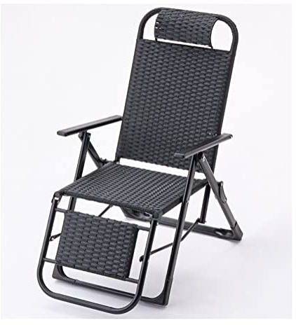 Sonnenliege für den Außenbereich, verstellbar, klappbar, Chaiselongue, Liegestühle, Schwerelosigkeit, mit Kissen, tragbar, für Pool, Strand, Terrasse, Rasen, Camping, Stahlrahmen und gewebtes Rattan