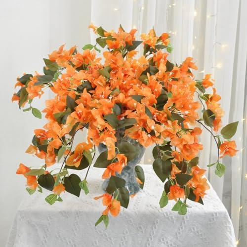 CNANRNANC Confezione da 10 fiori di prugna finti triangolari artificiali, decorazione per interni ed esterni, arancione, 75 cm