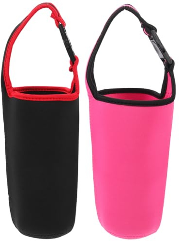 NIYANGLE Fundas Para Vaso Reutilizables 30oz Con Neopreno Negro y Rosa, Portavasos Aislante De Mano Para Bebidas, Bolsa Ligera Para Desayuno y Uso Diario, Pack 2 Piezas