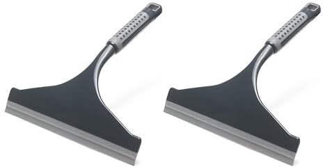 Addis ComfiGrip Shower & Window Squeegee – Streak-Free Rubber Blade for Glass, Tiles & Mirrors – Metallic Finish – Twin Pack