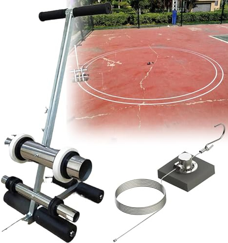 Kit per marcatura di linee per superfici in calcestruzzo e asfalto, include macchina per striatura e strumenti per disegno circolare per applicazioni sportive e di sicurezza stradale