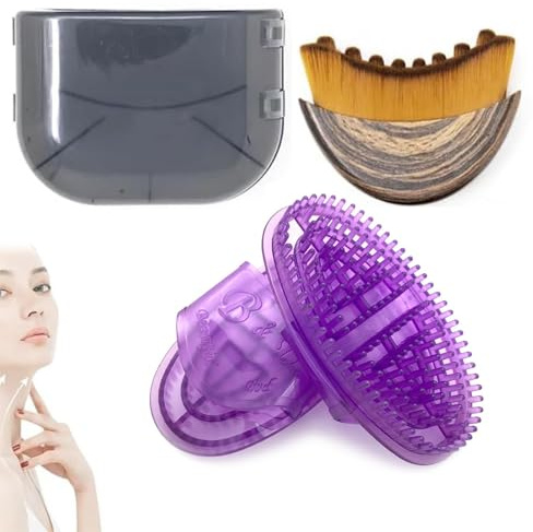 Meridian Massage Bürste, Lymphbürsten Gesicht und Massagebürste Körper, Alpenfaser Gesichtsbürste für Lymphdrainage, Silikon Körperbürste mit Zwei Größen, 14.2 * 9 und 7.4 * 5.4 cm
