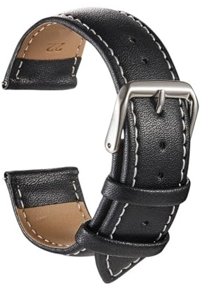 yangfangmei Klockarmband Universalarmband 18 mm 20 22 24 Klocktillbehör Mjuka ersättningsarmband(Black White Line,20mm)