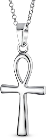 Bling Jewelry Collar Grande Unisex Con Colgante De Cruz Egipcia Ankh Clave De La Vida Religiosa Para Mujeres Hombres Y Adolescentes Pulido En Plata Esterlina .925.