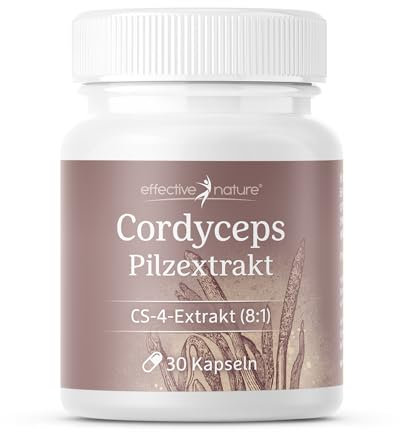 Cordyceps Kapseln hochdosiert mit 500 mg Cordyceps Extrakt pro Tag - 30 Kapseln - CS-4 Qualität - Chinesischer Raupenpilz im Verhältnis 8:1