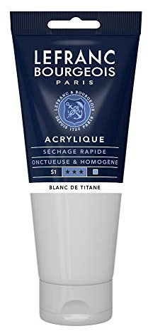 Lefranc Bourgeois 300452 Fine Acrylfarbe - Titanweiss, 200ml Tube, cremige Acrylfarbe auf Wasserbasis, schnell trocknend, lichtecht, wasserfest