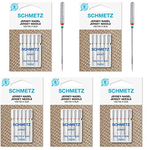 SCHMETZ: 25 Nähmaschinen-Nadeln Flachkolben 130/705 - Jersey (Stärke 70)
