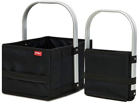 achilles Kleiner Einkaufskorb für Kids, Kinderkorb, Faltkorb mit Aluminiumgriff, Spielkorb, Kinder Picknickkorb, 30 cm x 20 cm x 17 cm (Schwarz)