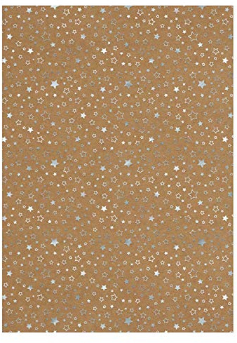 Ursus 62254605F - Designkarton Weihnachten, silberne Sterne, DIN A4, 5 Blatt, 250 g/qm, einseitig folienveredelt, ideal für weihnachtliche Kartengestaltung und kreatives Basteln