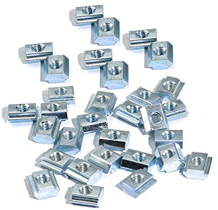 100pcs 20 Series T Sliding Nuts Hammer Nut Block Square Nuts M5 T Nuts for 2020 Aluminum Profiles T Slot 6mm (m5)