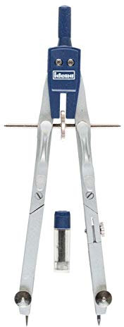 Idena 20063 - Schnellverstellzirkel im Etui, inklusive Ersatzminen in Schutzhülse, Silber/Blau, 1 Etui