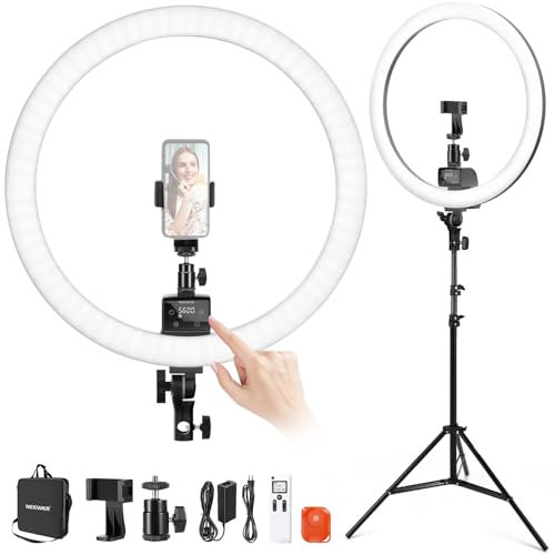 NEEWER Ring Light avec Trépied SRP18-2.4G, 18 Bicolore 3200-5600K Lumière Anneau Professionnel Gradateur 2.4G et Tactile, Commande Selfie Téléphone, éclairage Vidéo TikTok, Salons Lampe Esthetique