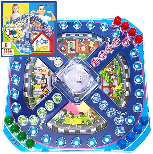 Dedimi Pop n Dash Race Board Game for kids - Includes 6 spare pieces - Racing and Chasing to Base Game - Pop n Dash Family Fun Games Trivial Pursuit