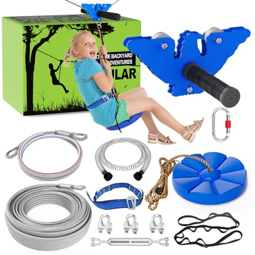 X XBEN 120FT Zip line Kit for Kids and Adults, Zip Lines for Backyard