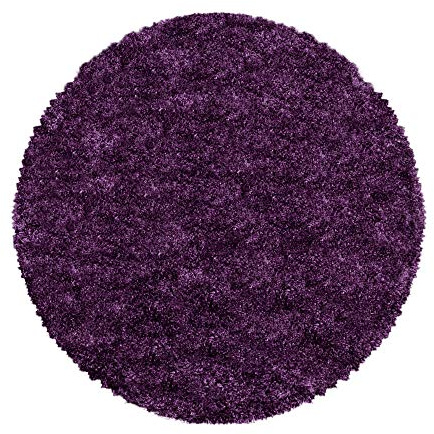 Carpetsale24 Shaggy Hochflor Teppich Lila 160 cm Rund Extra Weich & Waschbar - Jute Rückseite für Fußbodenheizung, Einfarbig & Flauschig für Wohnzimmer & Schlafzimmer