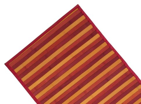BIANCHERIAWEB Tappeto Bamboo Degradè Rosso Passatoia Cucina Antimacchia Bambù Antiscivolo Runner 50x180 Corsia Resistente