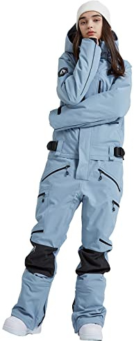 Women and Men's Ski Suits One Piece Jumpsuit Winter Outdoor Waterproof Warm Snowsuits(72blue,M)