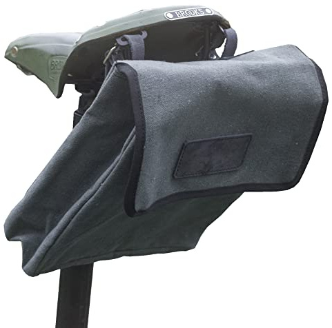 London Craftwork Mittelgroße Canvas + Leder Sattel Lenker Rahmentasche für Fahrrad in Olivgrau (Schwarz)