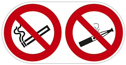 Exacompta 67111E Rauchen und E-Zigaretten verboten Hinweisschild 30x15cm mit Aufhänger aus UV-beständigem PVC Schilder Warnhinweis Sticker Aufkleber Türschild