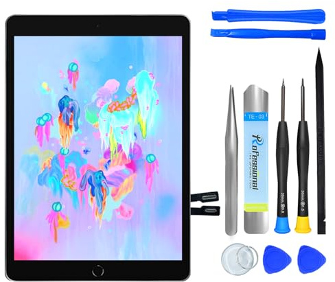 NB+ Écran Tactile pour iPad 6ème Génération 9.7” Écran de Remplacement 2018 Digitizer Adhésif Pré-installé,No Home Button(modèle:A1893 A1954 (Noir)