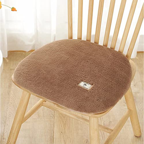 Yadlan Stuhlkissen Halbrund für Sessel, Stuhlkissen 45x45 mit BäNdern, Sitzpolster Halbrund, PlüSch Stuhlauflagen EsszimmerstüHle Polsterung, rutschfest Sitzkissen KüChenstuhl Kaffee