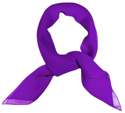WESTEND CHOICE Piazza Chiffon Sciarpe Donne Plain Collo Sciarpa Anni '50 Retro Leggero Bandana Wrap Square sciarpe da donna 65 x 65 cm, Viola, Etichettalia unica