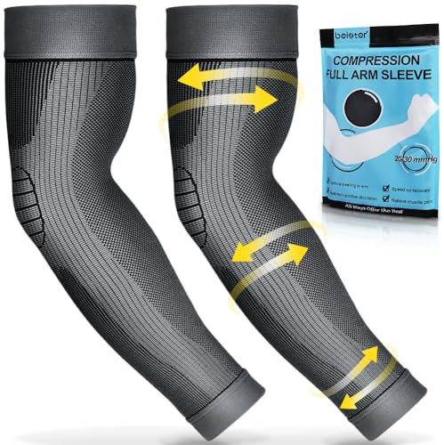 beister Sports Kompression Armbandage Damen & Herren (Paar), 20-32 mmHg Medizinische Arm Sleeves, Arm Supports, Armschutz, Ellenbogenbandage, Kompressionsärmel für Arthritis, Tennisarm, Lymphödem