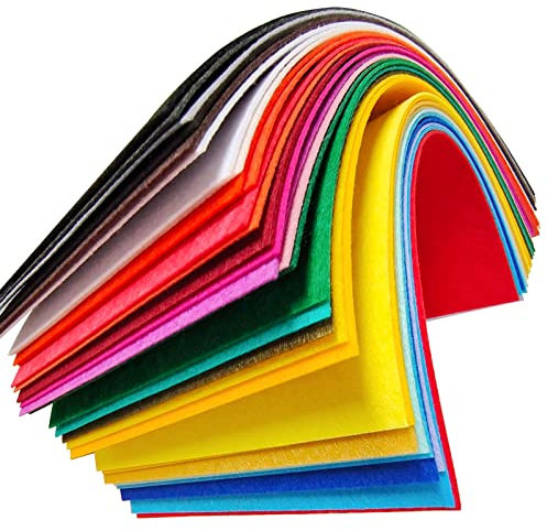 Filz zum Basteln, 1mm Dickes Steife Filzblätter, 32 Stück Filzstoff, 17,78×28,7cm Bastelfilz zum Nähen Handwerk und Festivals Party Dekorationen