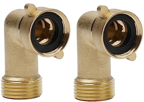 FUBESK 90 Degree Hose Elbow, Brass Fitting,for RV Water Hookups and Washing Machine, Residential Outdoor Faucets,for Garden Hose,Quick Swivel Connect-2pack