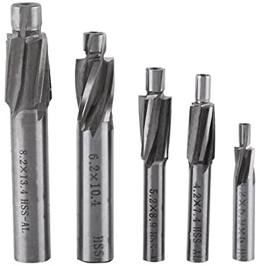 KOSDFOGE Juego Brocas Avellanadas 5 Piezas, 4 Flautas HSS AL Cortador de Fresa de Extremo Recto M3 M8 HSS Cortador de Fresa de Extremo de Ranura Avellanado para Cobre Aluminio Hierro Fundido