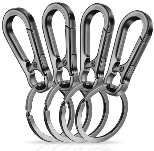 Amaxiu Llavero de metal resistente, llavero de aleación de zinc con llavero clips de mosquetón de liberación rápida organizador de llavero buscador de llaves de coche(4 piezas)