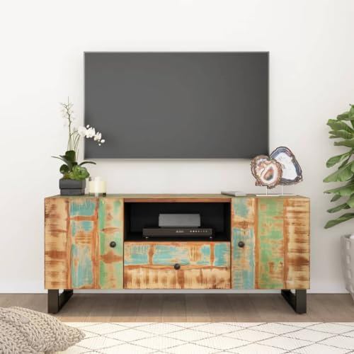 WHOPBXGAD fernsehschrank,tv Bank,tv Tisch,tv tableTV-Schrank 105x33,5x46 cm Altholz Massiv & Holzwerkstofftv Cabinet,lowboard weiß,tv Schrank Weiss,