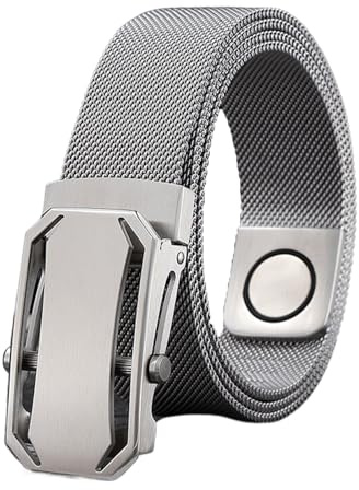 JIARY Herren-Gürtel Edelstahl Flechtgürtel, Gürtel Herren Metallgürtel Magnetische, Nicht-Leder-Gürtel mit Gravurmuster Automatischer Schnalle aus Edelstahl