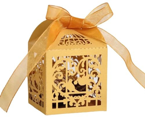 Geschenkschachtel Papier Klein,50 Stück Geschenkbox Hochzeit Süßigkeiten Bonbons Schachtel Liebe Herz Schokolade Kartons kleinen Schmuck Geschenkbox für Geburtstag Weihnachten-Gold