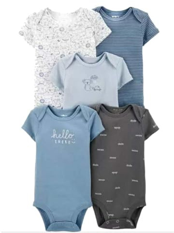 Acuryx Body en Coton Lot de 5 Bébé Fille Garçon Bodys à Manches Courtes Mixte Bébé 3-6 Mois