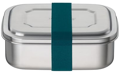 THERMOcafé TC Brotdose 0,80 l, Edelstahl, spülmaschinenfest, teal | Edelstahl-Lunchbox mit Textilband, Pausenbrotbox für Schule, Uni , Büro & Unterwegs, petrol