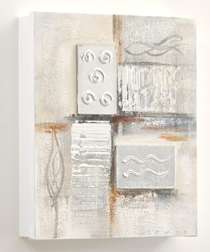 Cuadroexpres - Armario para Llaves,Pintado a Mano, Abstracto Suave, con Relieve, Medidas 26x31x6 cm, 100% Original, Firmado por el Artista, En Blanco, con 15 Ganchos, Incluye Tacos y Tornillos