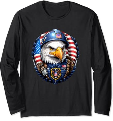 Patriotischer Adler in Soldaten Gear | Freedoms Brave Guardian Langarmshirt