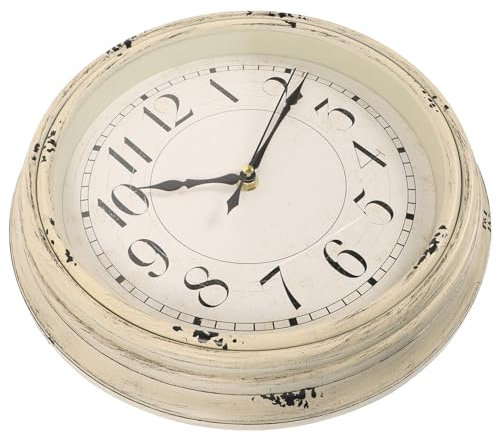 PRETYZOOM Runde Wanduhr Geräuschlose Stumme Uhr Vintage-Retro-Stil Wanduhr Für Wohnzimmer Schlafzimmer Heimdekoration