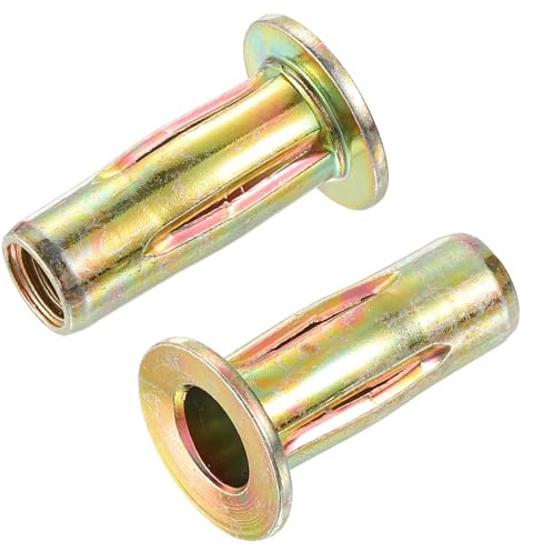 sourcing map Multi-Grip Rivet-Nut, M8 Pre-Bulbed Shank Carbon Steel Color-Zinc-Plated Flat Head Threaded Insert Nut 5Pcs