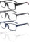 HEEYYOK 4Pack Gafas de Lectura Hombres Lectores Luz Azul Bloqueo para Mujeres y Hombres,Anti Glare/Eye Strain Filtro UV,Marco Rectangular Cómodo Primavera Bisagra Gafas 0.50