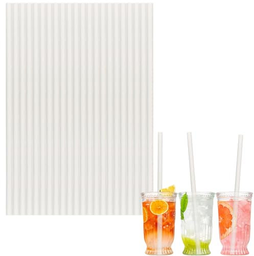COSORO 100pcs Biodegradable Recyclable Paper Drinking Straws, White, 19.7cm, Eco-Friendly, Perfect for Parties and Gatherings