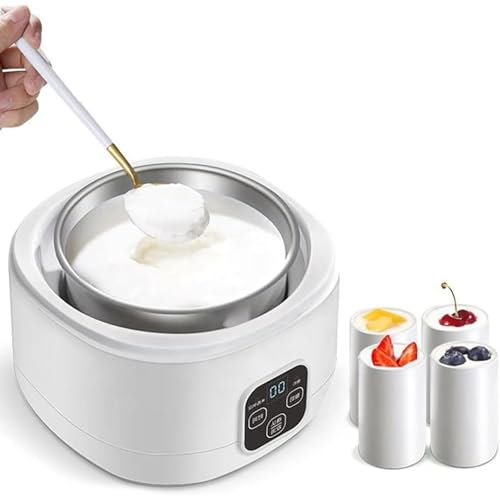 NGARY Yogurtera Completamente Automática, Máquina Eléctrica para Hacer Yogurt De 1L, Fermentador Natto, Calor Uniforme De 360 ​​​​° para Hacer Postres Caseros Frescos Y Saludables