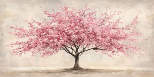 Malen Nach Zahlen Erwachsene Groß Rosa, Malen Nach Zahlen Erwachsene Groß Baum, Paint by Numbers Leinwand XXL 120 x 60 cm, DIY Kreativ Bastelset Handgemalt Ölgemälde Home Décor, Mädchen Geschenk T809