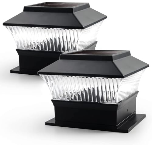 Home Beauty |Pack of 6| Solar Post Lights Outdoor, Fence Post Solar Lights Fit on 4x4 or 6x6 Wooden Posts, LED Waterproof Deck Cap Lights for Railing or Flat Surface, Black