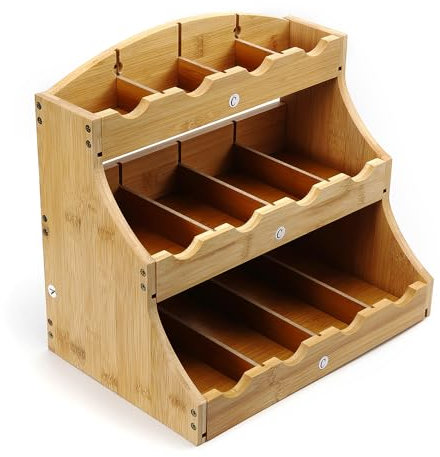 Organisateur de sachets de thé en Bambou Boîte à thé en Bois avec 12 Compartiments de Rangement pour Le Rangement des sachets de thé Extra Grand 31 x 20 x 28 cm