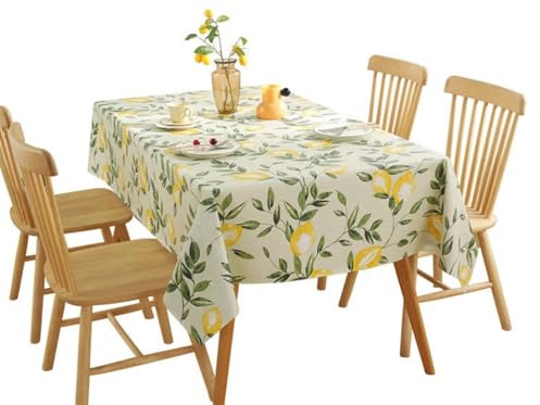 ROSSRORE Lemon-themed Wipe Clean Tablecloth Table,Waterproof PVC Tablecloth that is Oil-resistant and Wipeable,Plastic Table Cover,Measuring 55 × 70 Inch